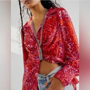 Free People- Bianca Printed Blouse-XS